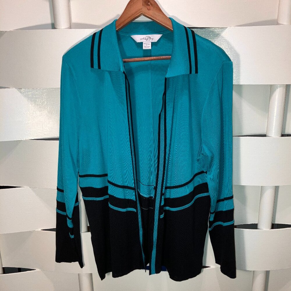 Ming Wang Teal & Black Jacket Large L